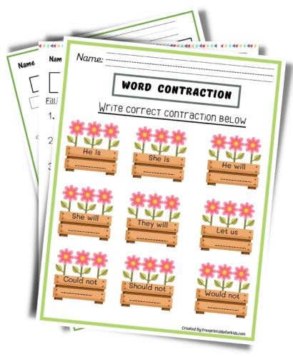 Word Contraction third grade