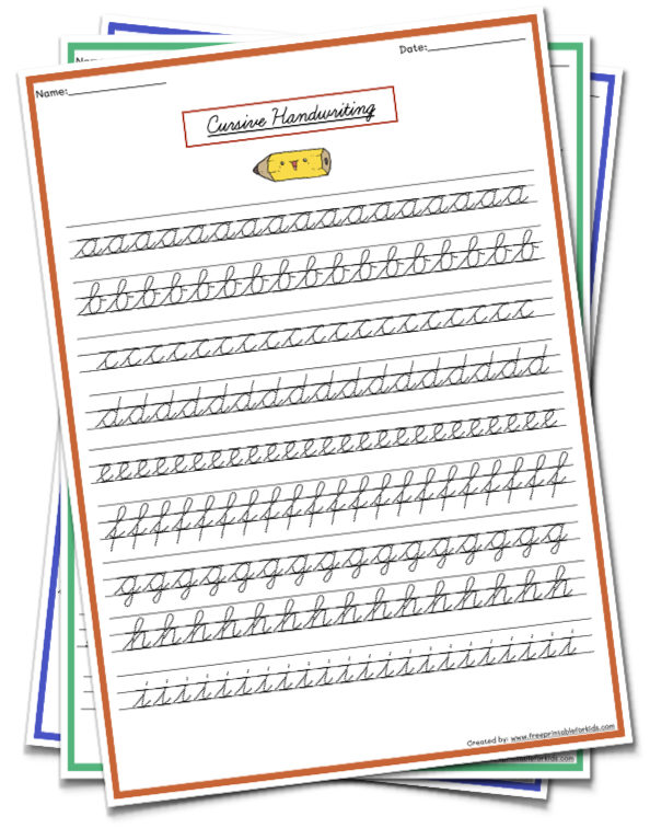 Cursive handwriting alphabet